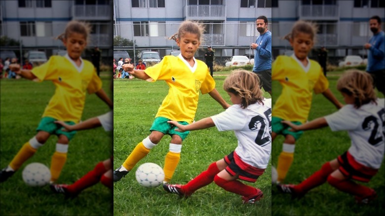 Zendaya as kid playing soccer