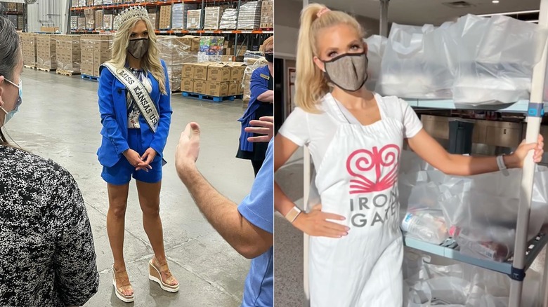 Gracie Hunt visits the Harvesters food bank in 2021