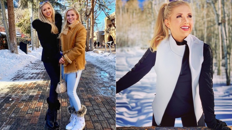 Gracie Hunt and a friend pose in downtown Aspen