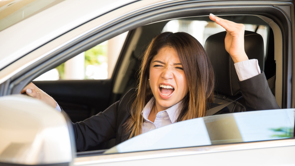 Woman yelling in car