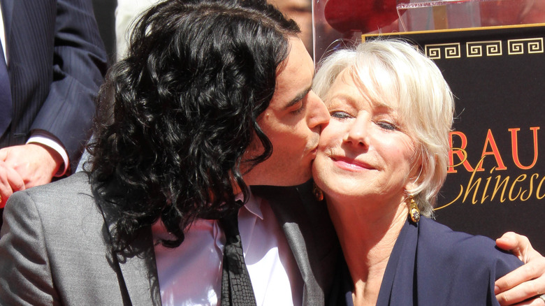 Russell Brand and Helen Mirren at press event 