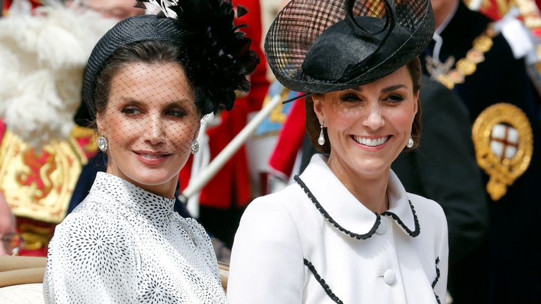 Queen Letizia & Princess Catherine smiling