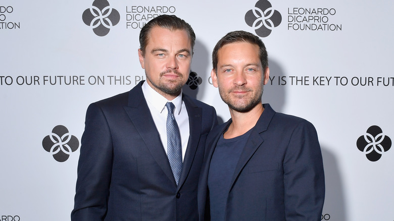 Leonardo DiCaprio and Tobey Maguire posing