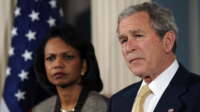 Former Secretary of State Condoleezza Rice and former President George W. Bush
