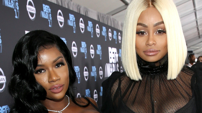 Blac Chyna and Tokyo Toni posing on the red carpet