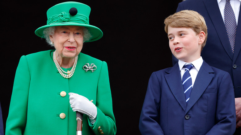 Prince George shares a laugh with Queen Elizabeth II