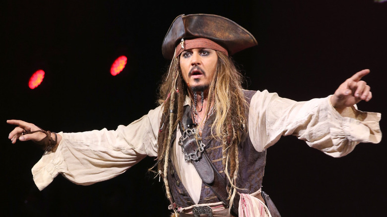 Johnny Depp in costumed as Jack Sparrow