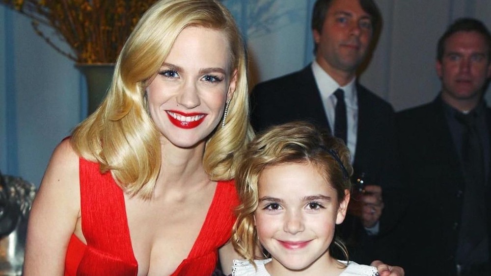 January Jones poses with Kiernan Shipka