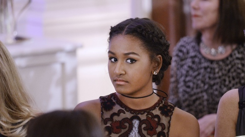 Sasha Obama at dinner