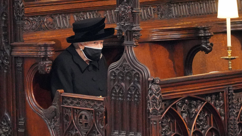 Queen Elizabeth at Prince Philip's funeral