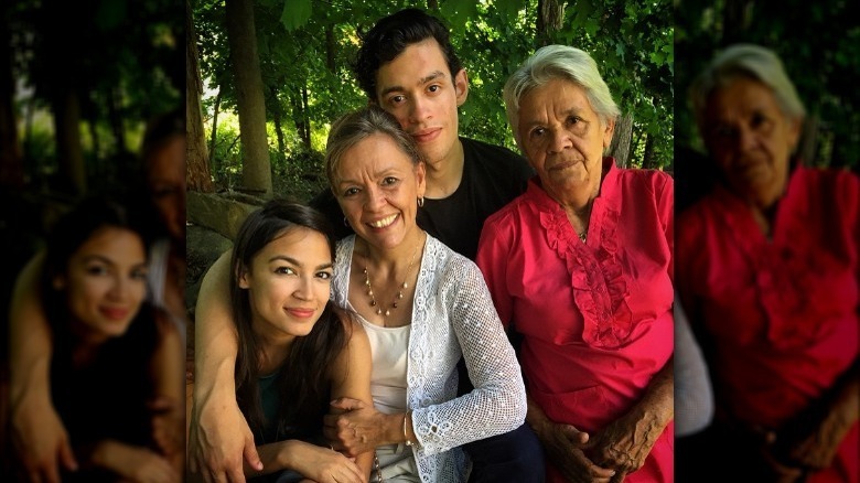 Alexandria Ocasio-Cortez posing with family