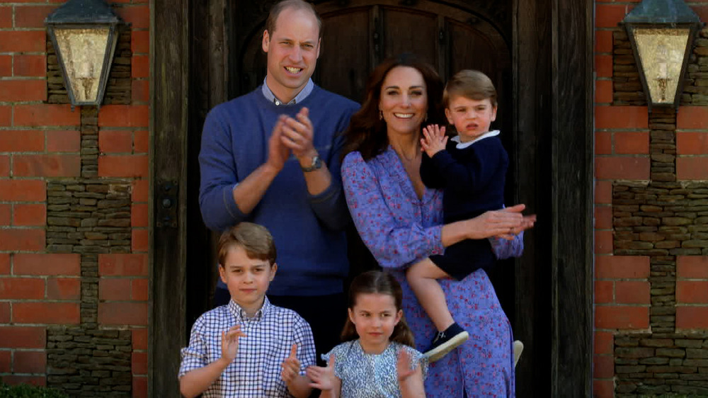 Prince William and Kate Middleton with their children at Kensington Palace