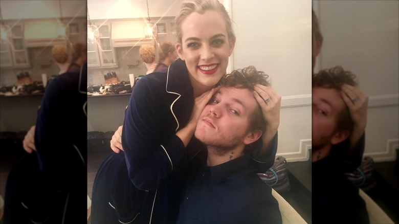 Riley Keough and Benjamin Keough goofing off