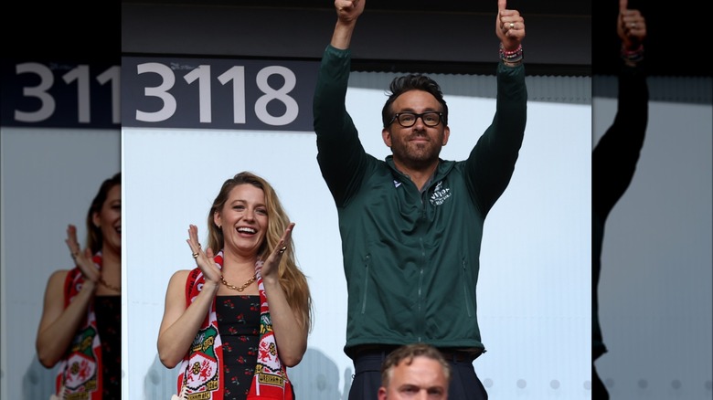 Blake Lively applauding Ryan Reynolds