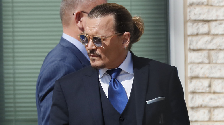 Johnny Depp walking out of court in the Amber Heard trial