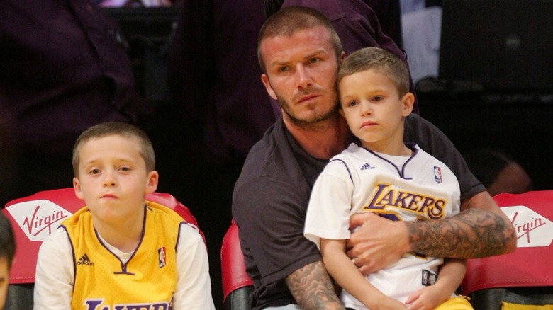 David Beckham with Brooklyn and Romeo