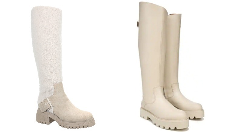 Tall cream colored platform boots