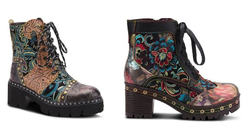 Flower pattern boots