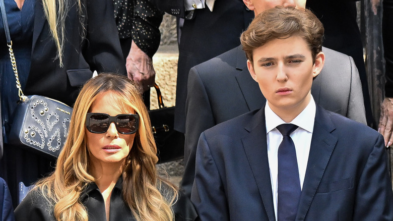 Melania Trump and Barron Trump at Ivanna Trump's funeral