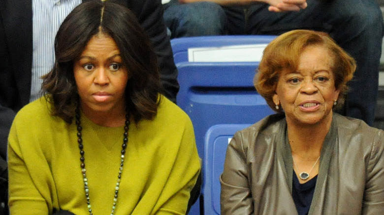 Michelle Obama and Marian Robinson sit at basketball game together
