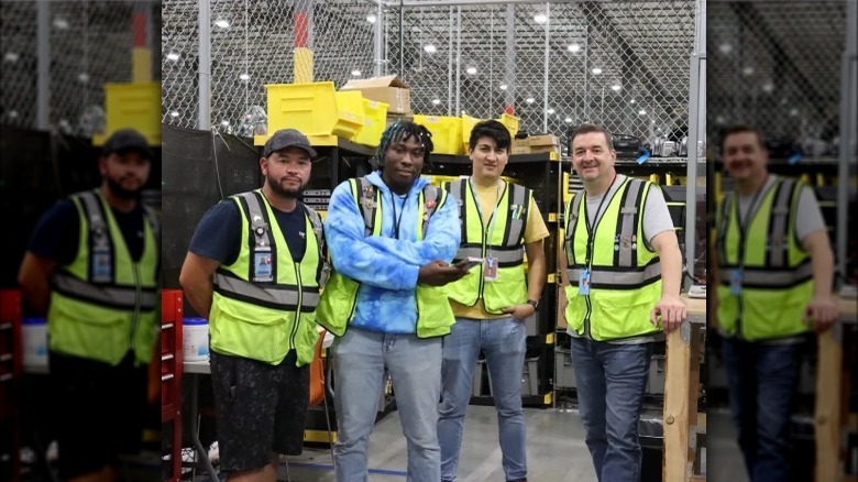 Jon Gosselin with Amazon warehouse coworkers