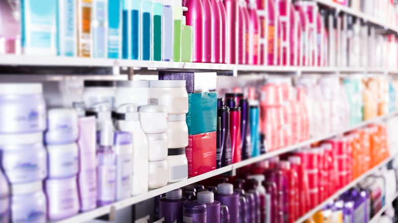 An aisle of hair products 