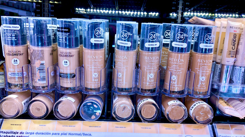 Store display of Revlon ColorStay foundations