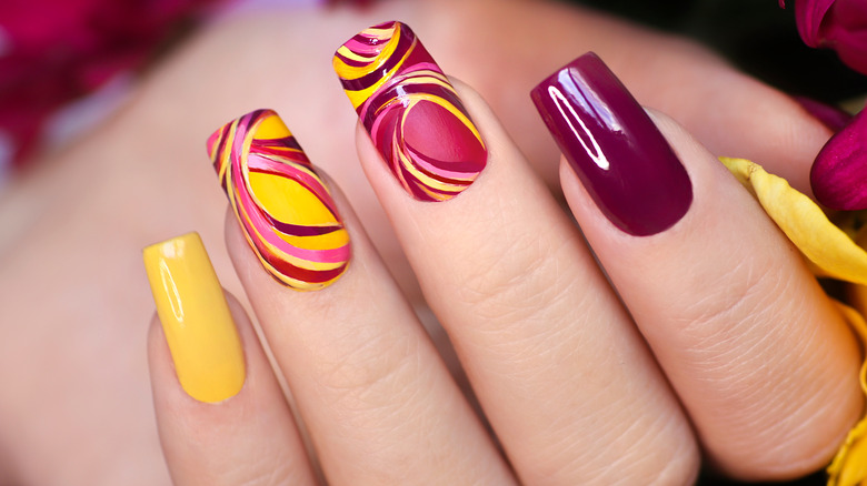 Colorful finger nail art