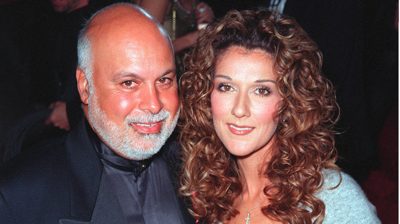 René Angélil and Celine Dion smiling