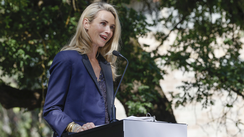 Jennifer Siebel Newsom at a podium