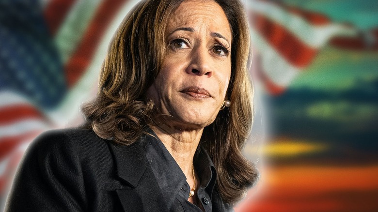 Kamala Harris with a worried look on her face