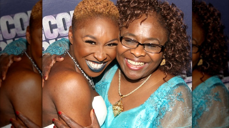 Cynthia Erivo and her mother at an afterparty for The Color Purple