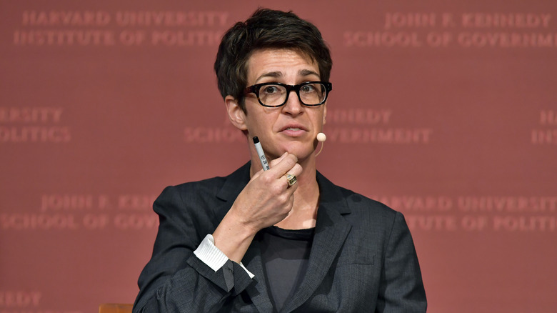 Rachel Maddow giving a speech at the John F. Kennedy School of Government