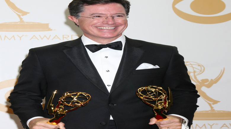 Stephen Colbert smiling at the Primetime Emmy Awards