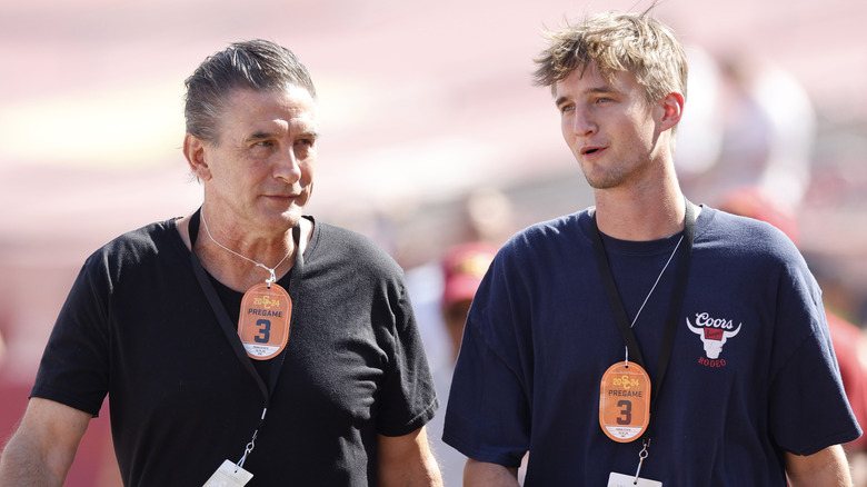 Billy Baldwin walks with son Vance Baldwin