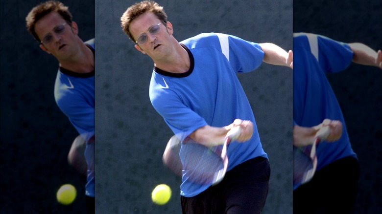 Matthew Perry playing tennis 