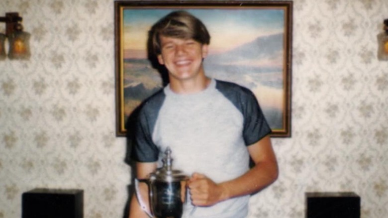 young Gordon Ramsay holding trophy