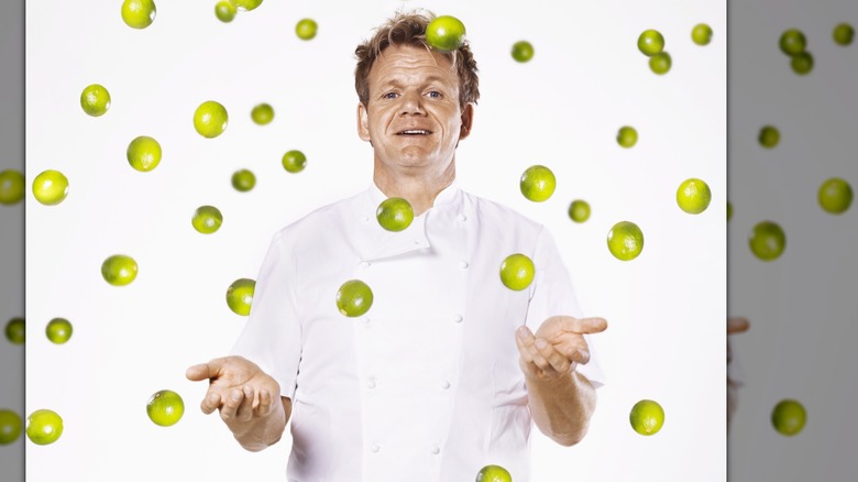 Gordon Ramsay portrait with limes