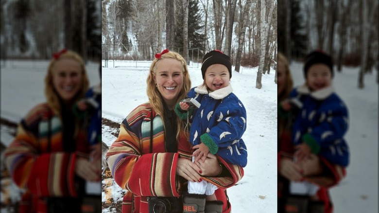 Rumer Willis and her daughter Louetta in the snow