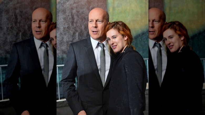 Bruce and Rumer Willis at a "Die Hard" event in 2013