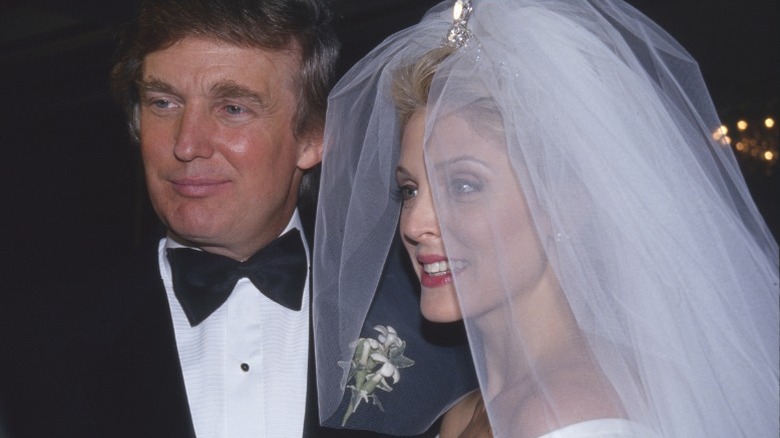 Donald Trump and Marla Maples on their wedding day at The Plaza Hotel (1993)