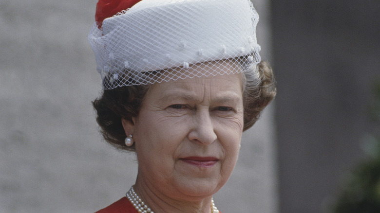 Queen Elizabeth II squinting