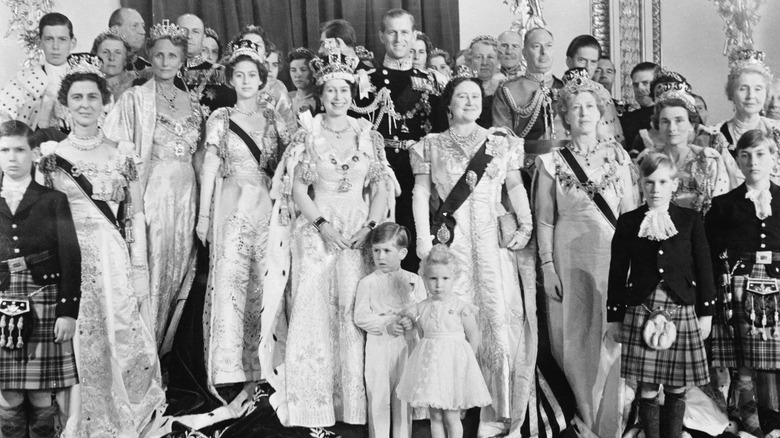 Queen Elizabeth II and family at coronation 