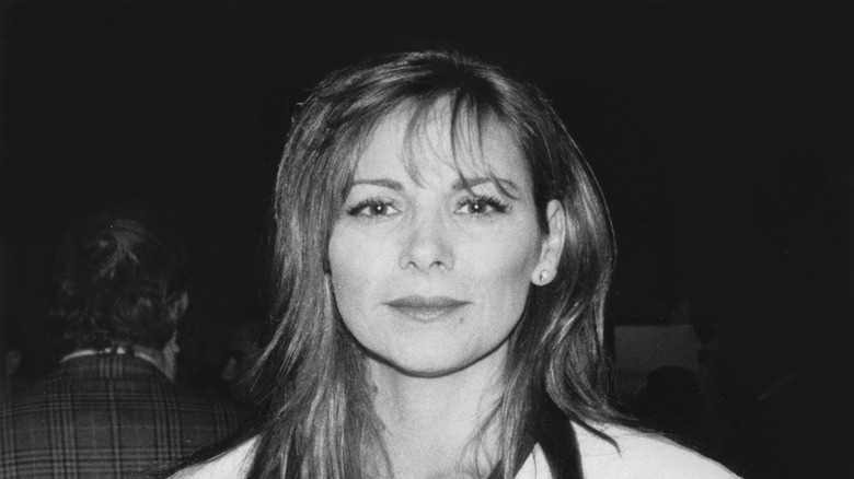 Kim Cattrall in black and white