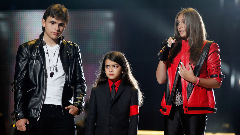 Bigi Jackson with siblings Prince Michael Jackson and Paris Jackson