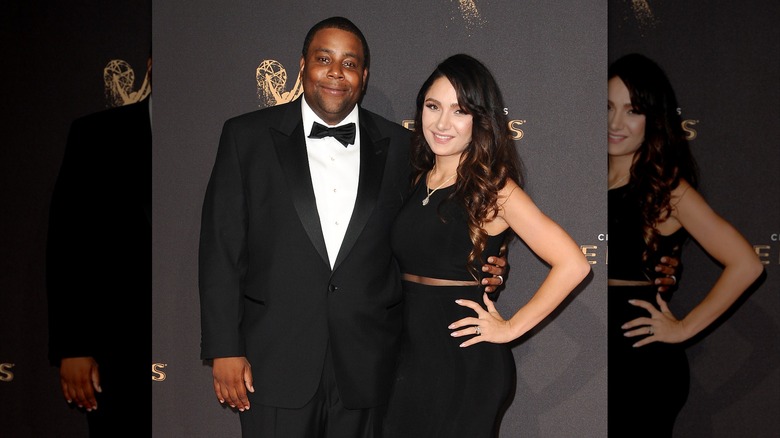 Kenan Thompson posing with his wife Christina Evangeline at the 2017 Creative Arts Emmy Awards in Los Angeles.