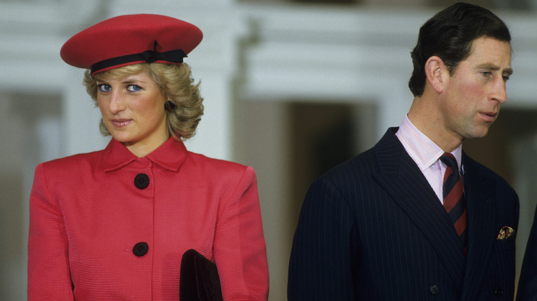 Diana Spencer, Prince Charles looking away 