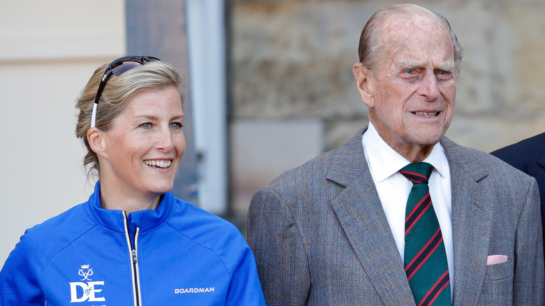 ,Sophie, Duchess of Edinburgh and Prince Philip smiling 