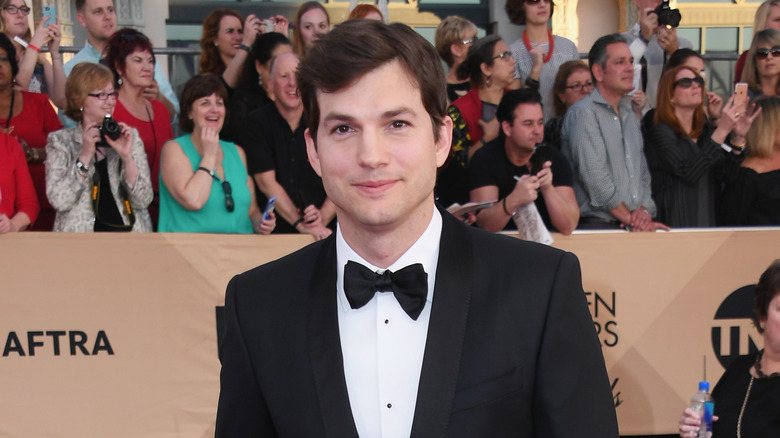 Ashton Kutcher wearing tuxedo