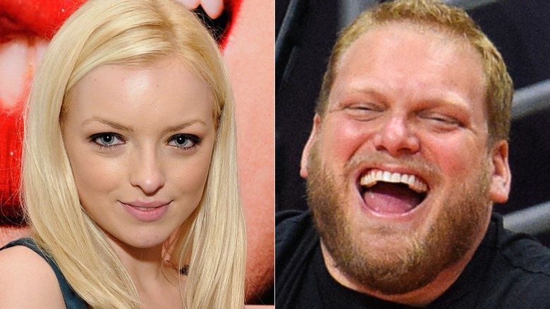 Split image of Francesca Eastwood and Jordan Feldstein smiling